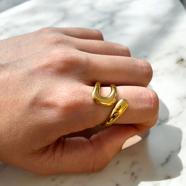 Anillo de Gota Ajustable Dorado