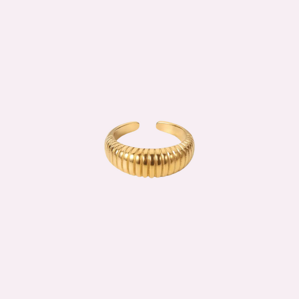 Anillo de Rayas Ajustable Dorado